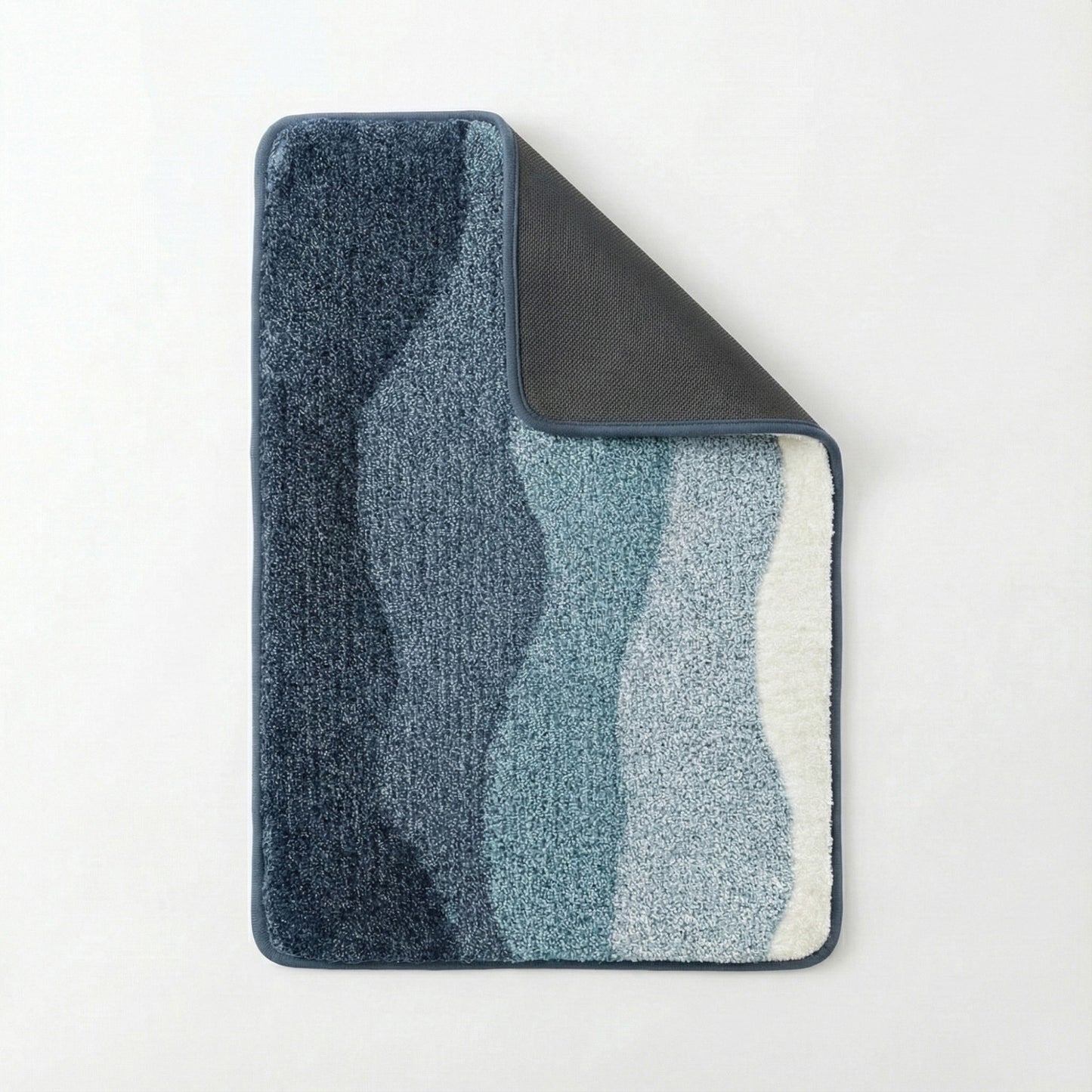 Plush Absorbent Bathroom Floor Mat with Layered Wave Pattern Soft Textured Bath Rug for Tub Shower and Sink Areas