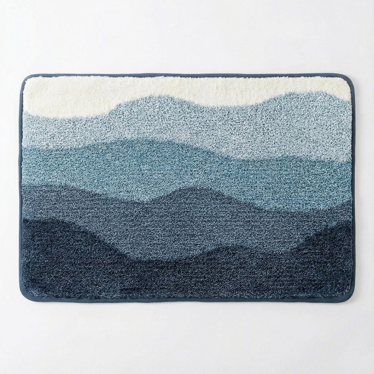 Plush Absorbent Bathroom Floor Mat with Layered Wave Pattern Soft Textured Bath Rug for Tub Shower and Sink Areas