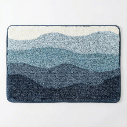 Plush Absorbent Bathroom Floor Mat with Layered Wave Pattern Soft Textured Bath Rug for Tub Shower and Sink Areas