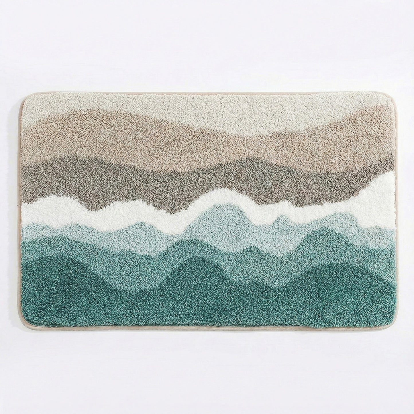 Plush Absorbent Bathroom Floor Mat with Layered Wave Pattern Soft Textured Bath Rug for Tub Shower and Sink Areas