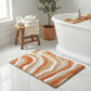 Plush Absorbent Bathroom Floor Mat with Layered Wave Pattern Soft Textured Bath Rug for Tub Shower and Sink Areas