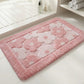 Plush Absorbent Bathroom Floor Mat with Floral Pattern Soft Textured Bath Rug for Tub Shower and Sink Areas