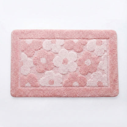 Plush Absorbent Bathroom Floor Mat with Floral Pattern Soft Textured Bath Rug for Tub Shower and Sink Areas