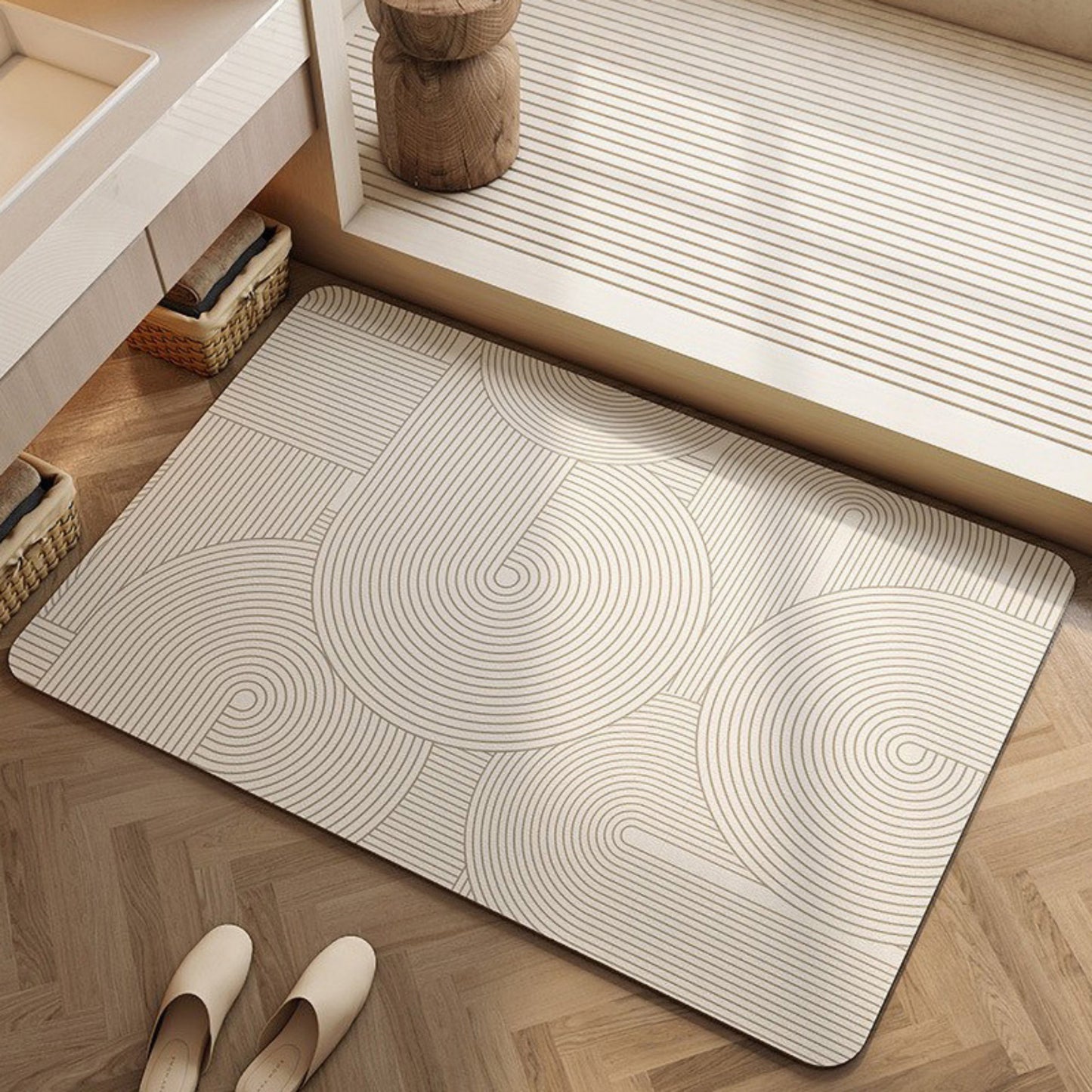 Anti Fatigue Kitchen Floor Mat with Geometric Line Pattern Cushioned Standing Rug for Sink Counter and Prep Areas
