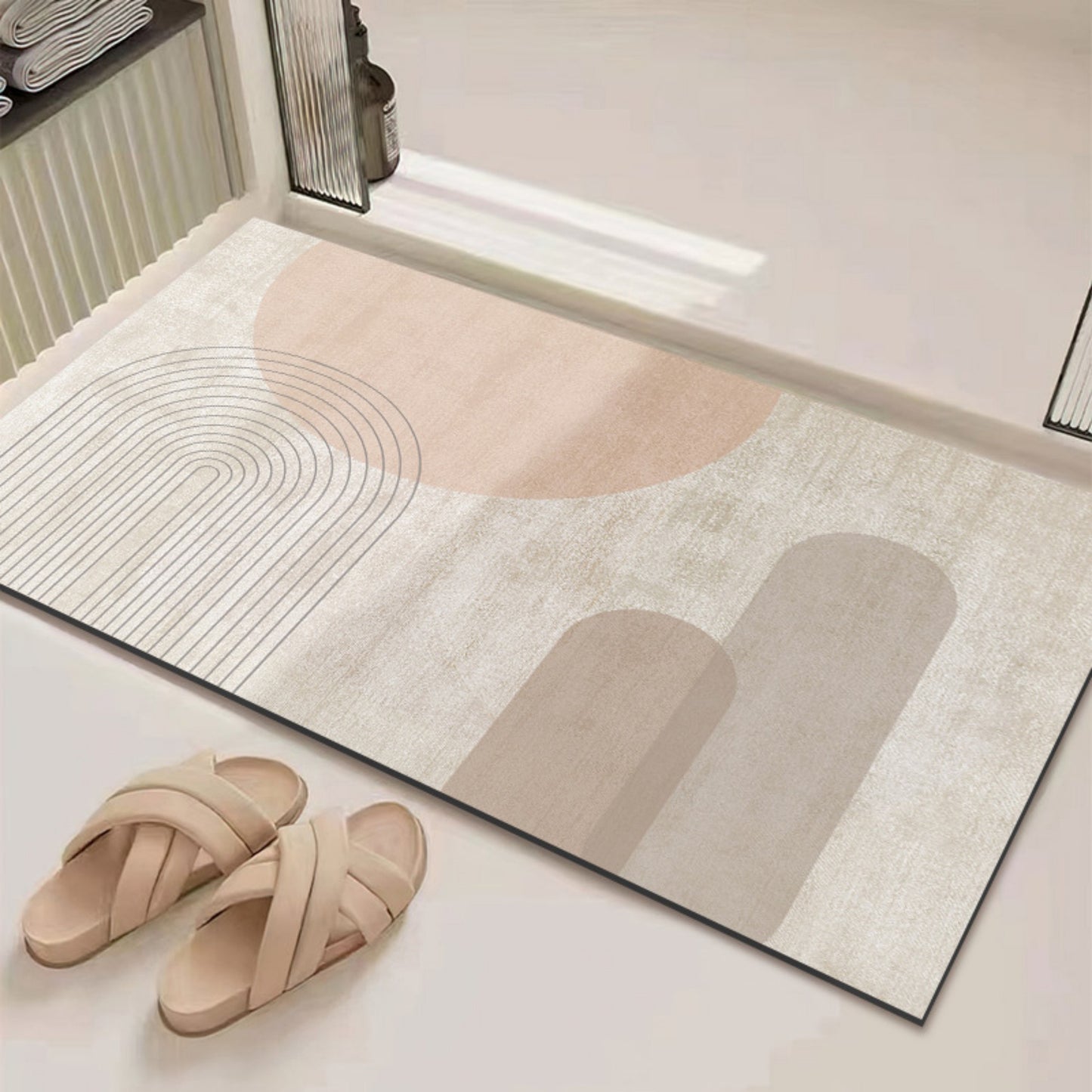 Anti Fatigue Kitchen Floor Mat with Geometric Line Pattern Cushioned Standing Rug for Sink Counter and Prep Areas