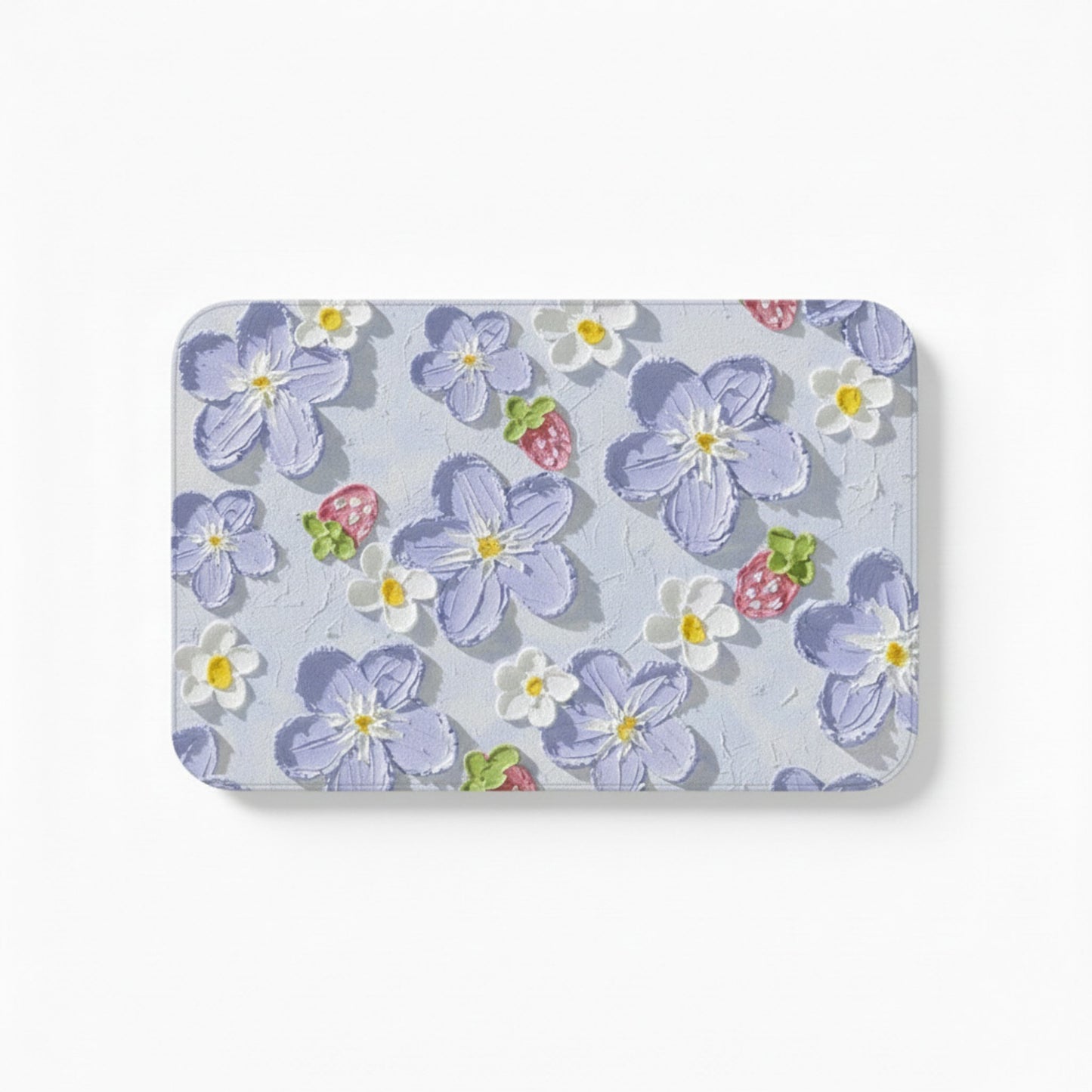 Plush Absorbent Bathroom Floor Mat with Floral Pattern Soft Cushioned Bath Rug for Tub Shower and Sink Areas