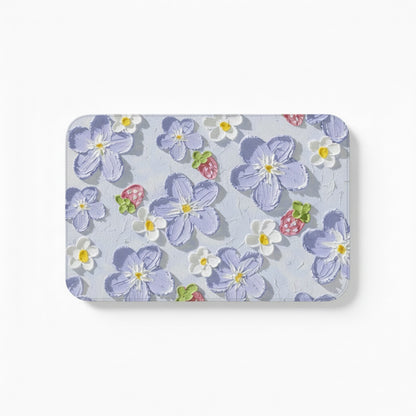 Plush Absorbent Bathroom Floor Mat with Floral Pattern Soft Cushioned Bath Rug for Tub Shower and Sink Areas