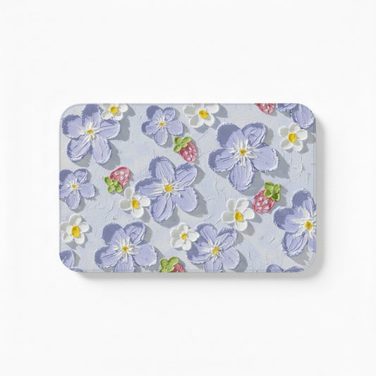Plush Absorbent Bathroom Floor Mat with Floral Pattern Soft Cushioned Bath Rug for Tub Shower and Sink Areas
