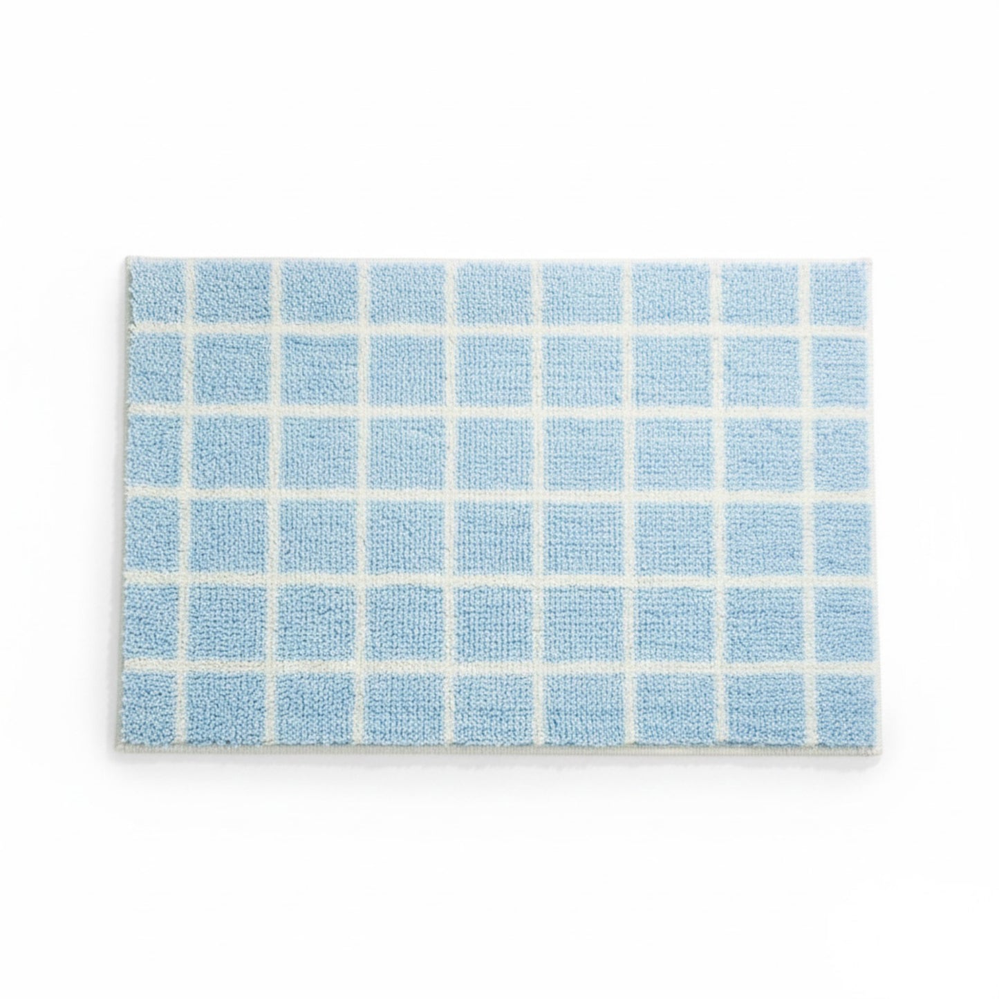 Plush Absorbent Bathroom Floor Mat with Grid Pattern Soft Textured Bath Rug for Shower Tub and Sink Areas