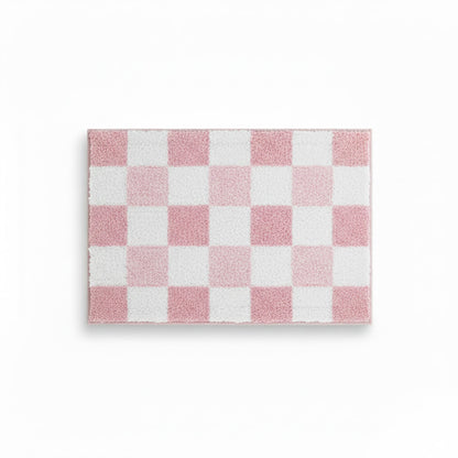 Plush Absorbent Bathroom Floor Mat with Grid Pattern Soft Textured Bath Rug for Shower Tub and Sink Areas