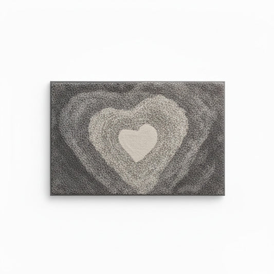 Plush Absorbent Bathroom Floor Mat with Heart Pattern Soft Textured Bath Rug for Tub Shower and Sink Areas