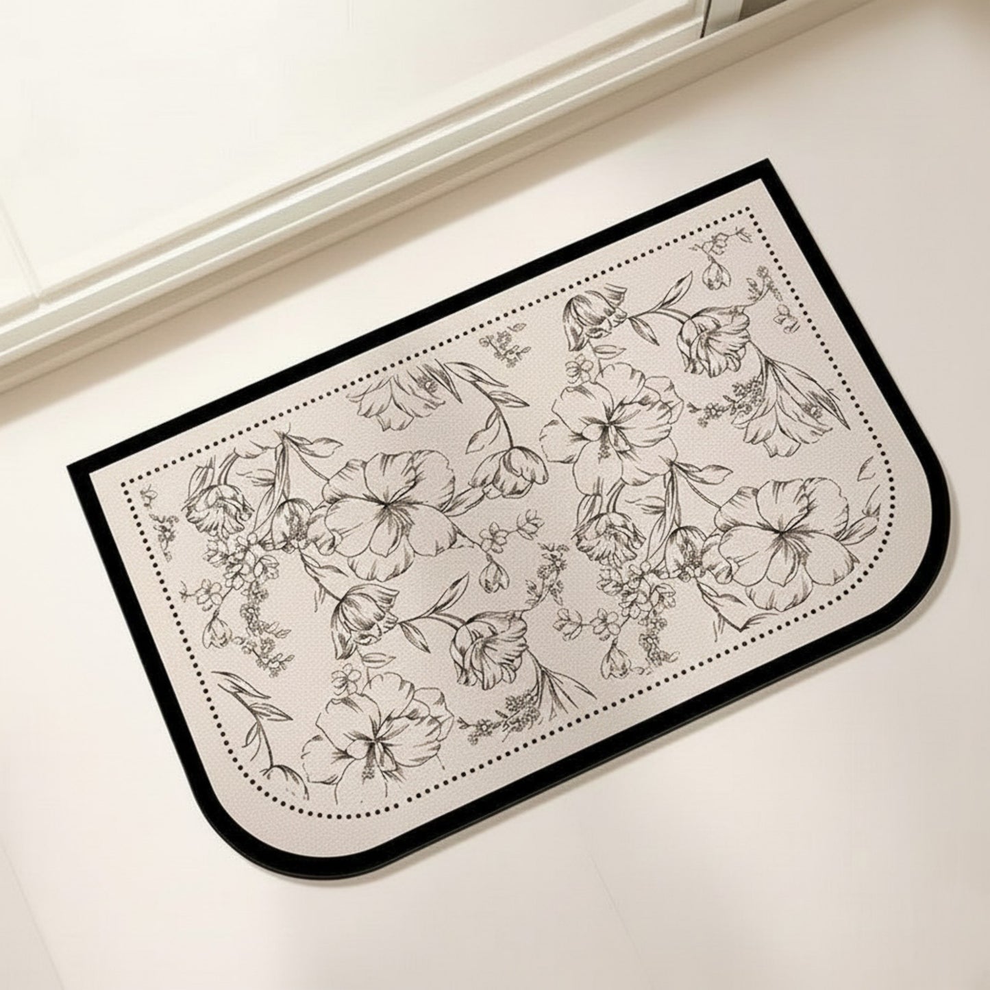 Anti Fatigue Kitchen Floor Mat with Floral Pattern Cushioned Standing Rug for Sink Counter and Prep Areas