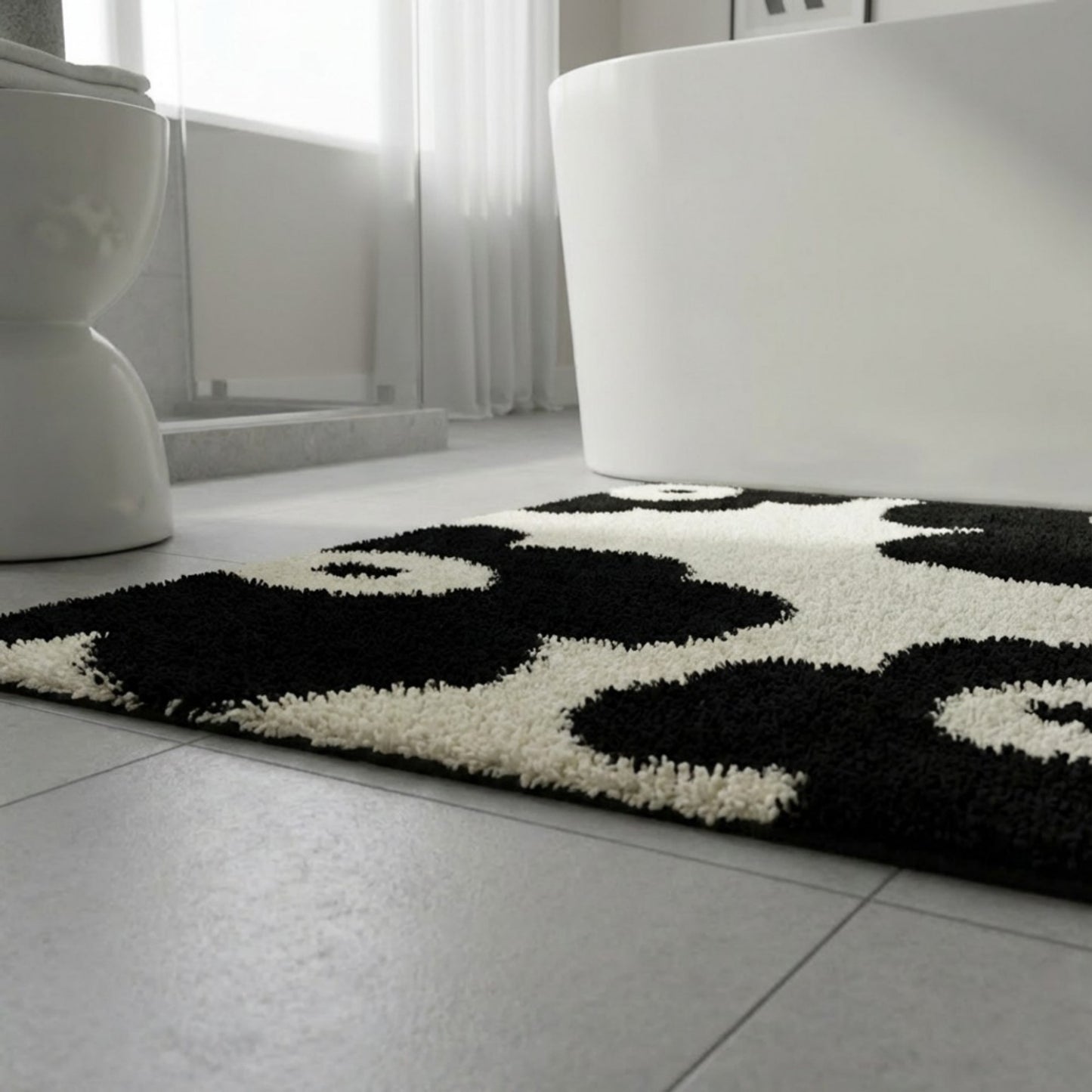 Abstract Floral Pattern Tufted Bath Mat Soft Bathroom Floor Rug