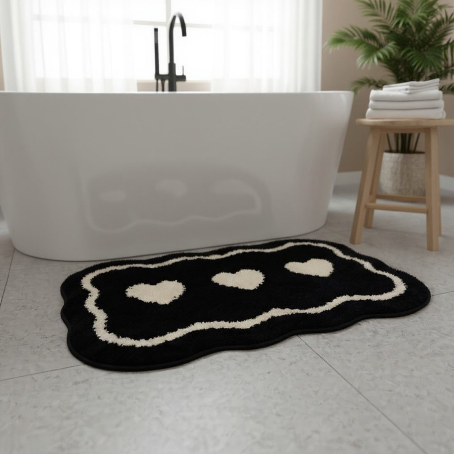 Abstract Floral Pattern Tufted Bath Mat Soft Bathroom Floor Rug