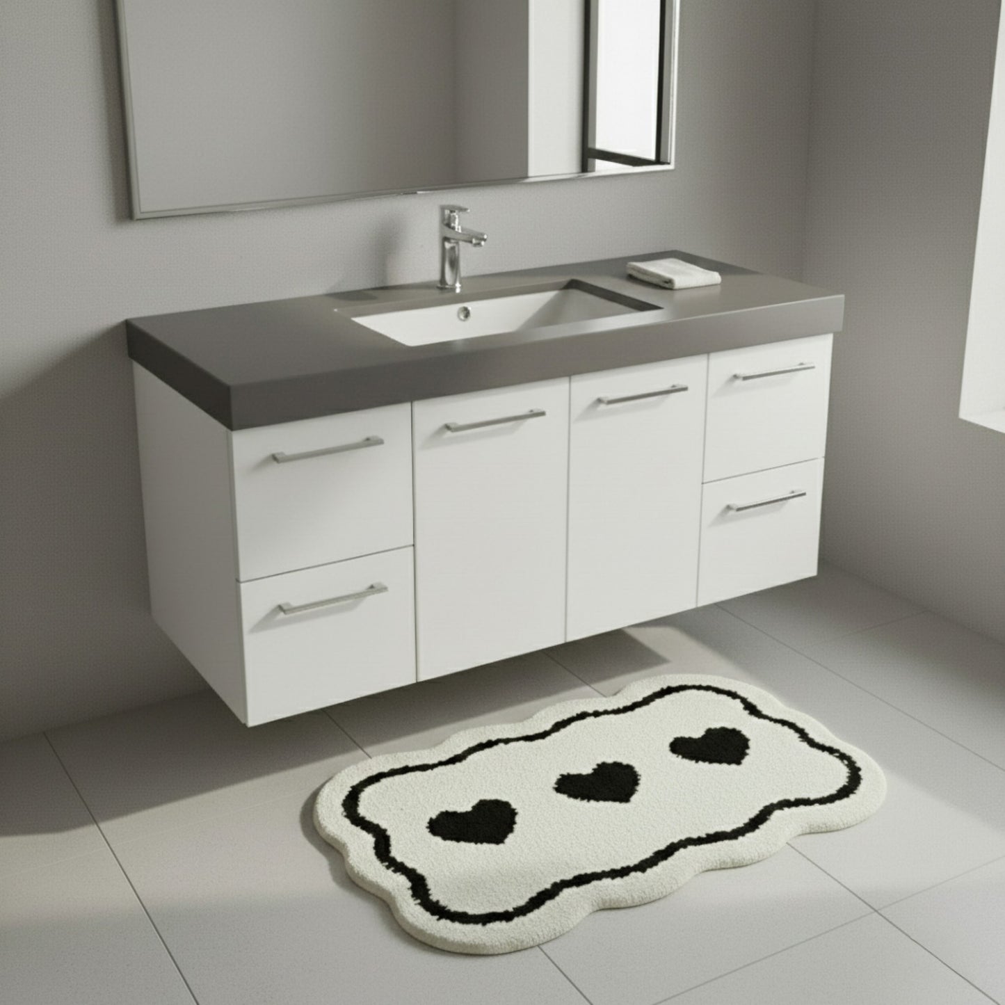 Abstract Floral Pattern Tufted Bath Mat Soft Bathroom Floor Rug