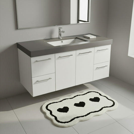 Abstract Floral Pattern Tufted Bath Mat Soft Bathroom Floor Rug