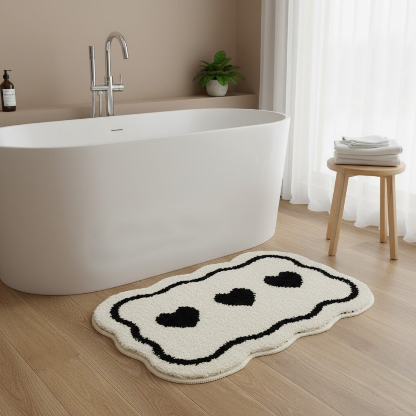 Abstract Floral Pattern Tufted Bath Mat Soft Bathroom Floor Rug