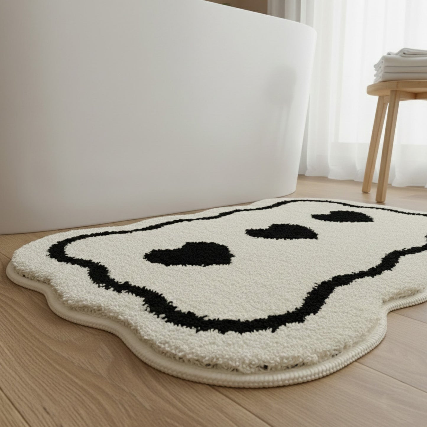 Abstract Floral Pattern Tufted Bath Mat Soft Bathroom Floor Rug