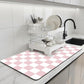 Checkered Kitchen Sink Faucet Splash Guard Mat Absorbent Countertop Protector 2 Pack
