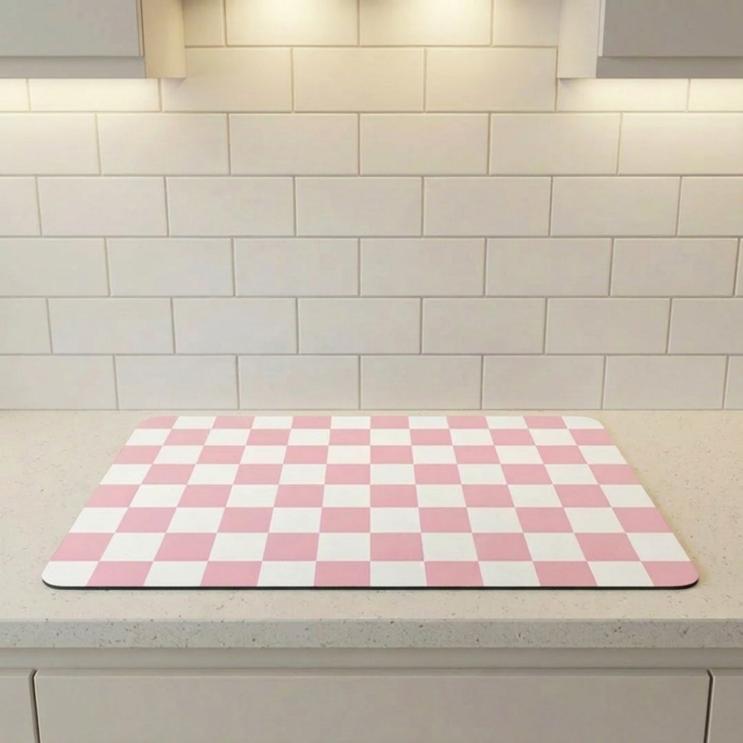 Checkered Kitchen Sink Faucet Splash Guard Mat Absorbent Countertop Protector 2 Pack
