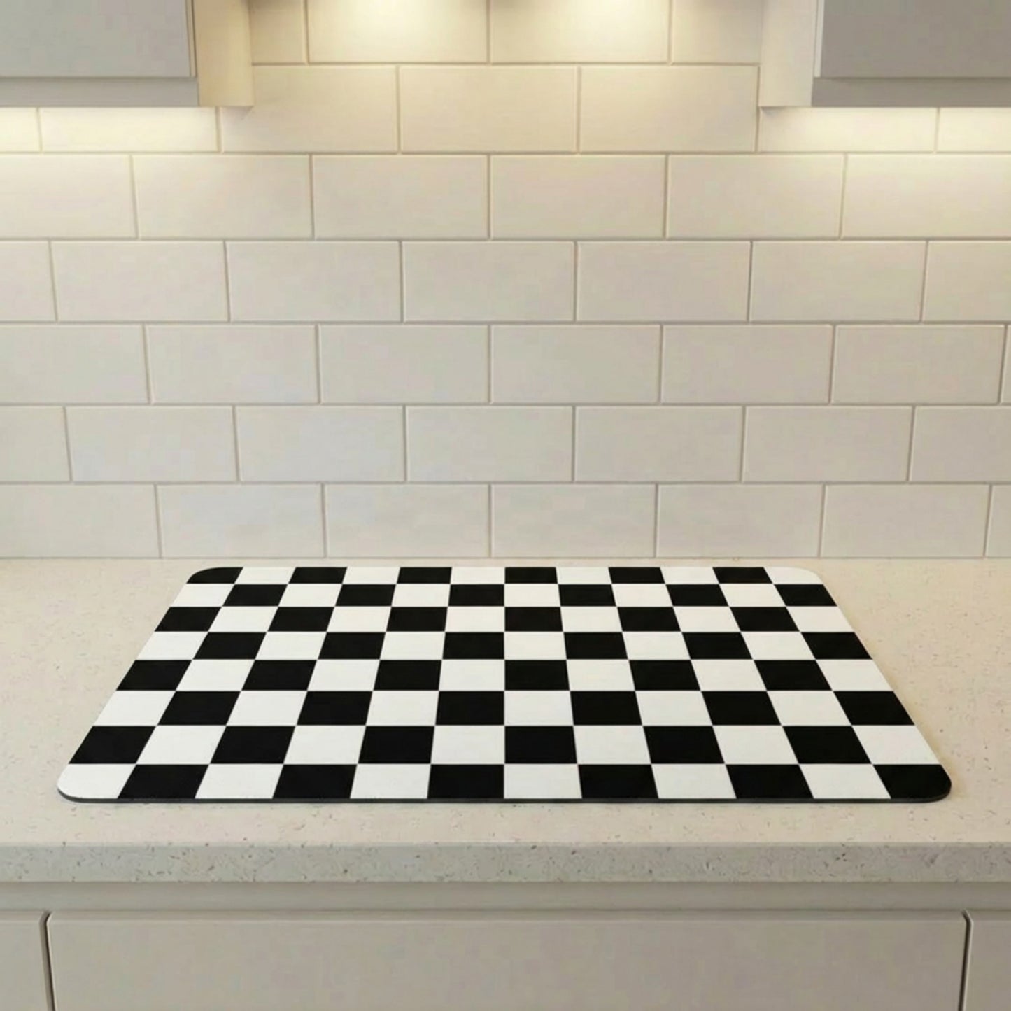 Checkered Kitchen Sink Faucet Splash Guard Mat Absorbent Countertop Protector 2 Pack Set