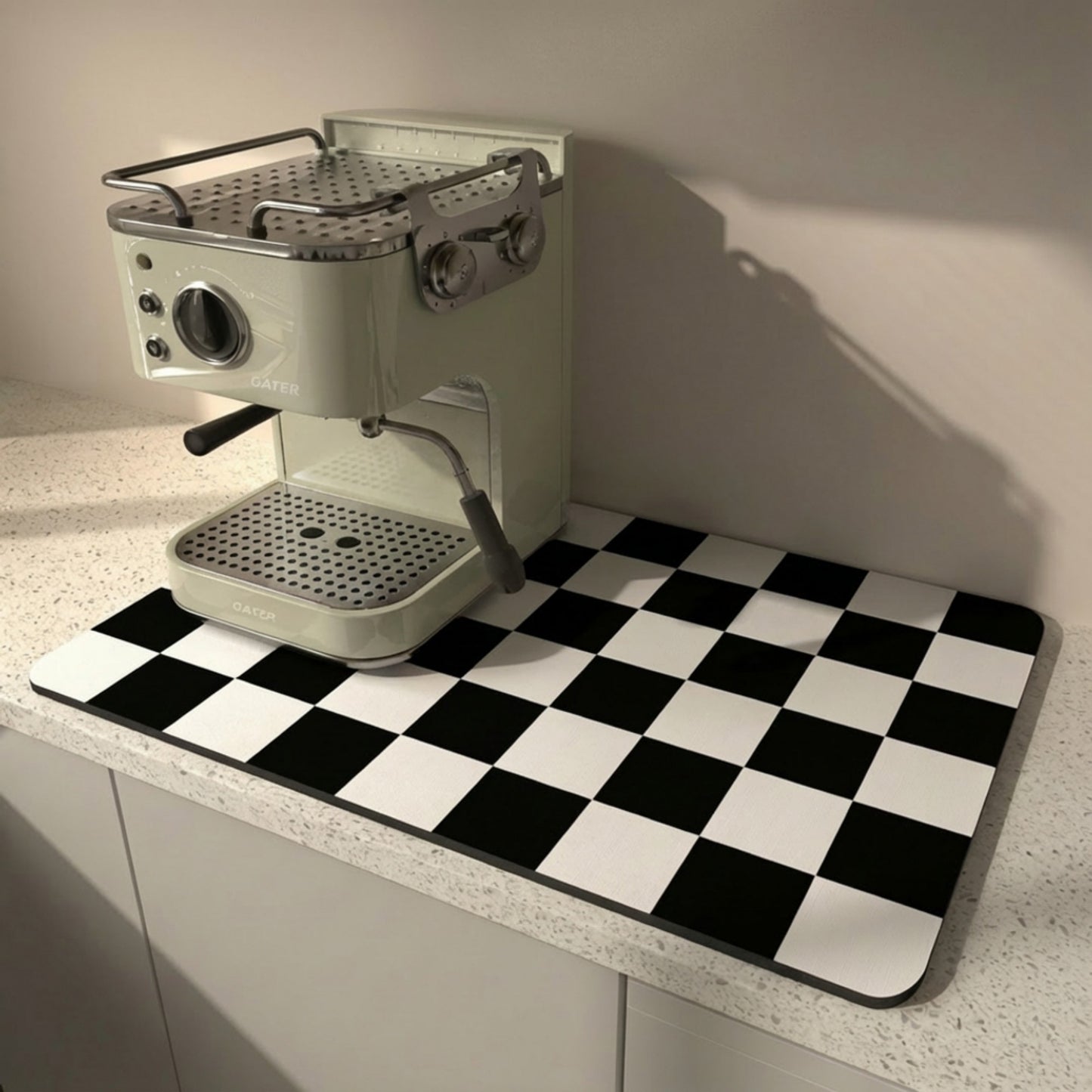 Checkered Kitchen Sink Faucet Splash Guard Mat Absorbent Countertop Protector 2 Pack Set