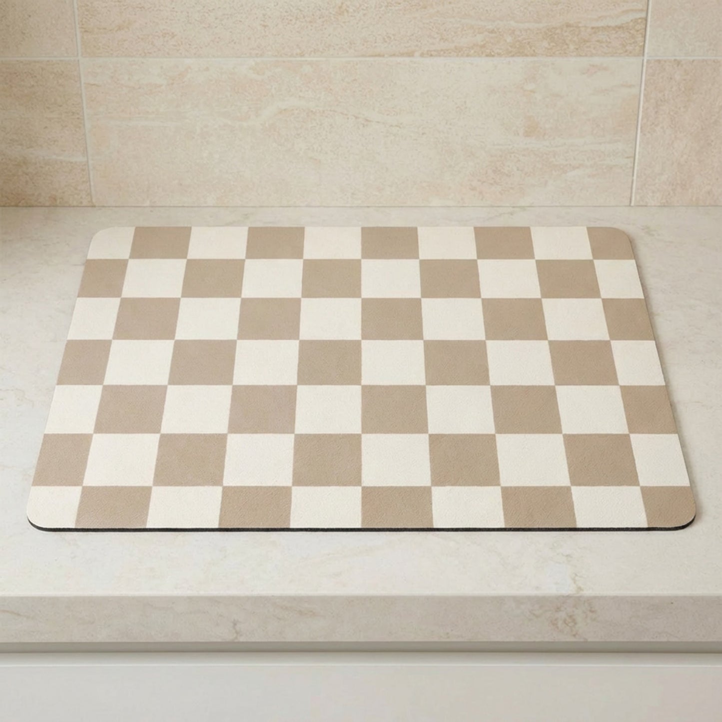Checkered Kitchen Sink Faucet Splash Guard Mat Absorbent Countertop Protector 2 Pack Set