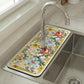 Floral Kitchen Sink Faucet Splash Guard Mat with Absorbent Surface Decorative Counter Protector 2 Pack Set