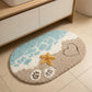 Beach Inspired Tufted Bathroom Bath Mats Set with Seashell Starfish Pattern Soft Plush Texture 2 Piece Set