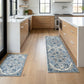 Vintage Inspired Kitchen Runner Rugs Set with Distressed Medallion Pattern Non Slip Backing 2 Piece Set