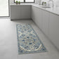 Vintage Inspired Kitchen Runner Rugs Set with Distressed Medallion Pattern Non Slip Backing 2 Piece Set