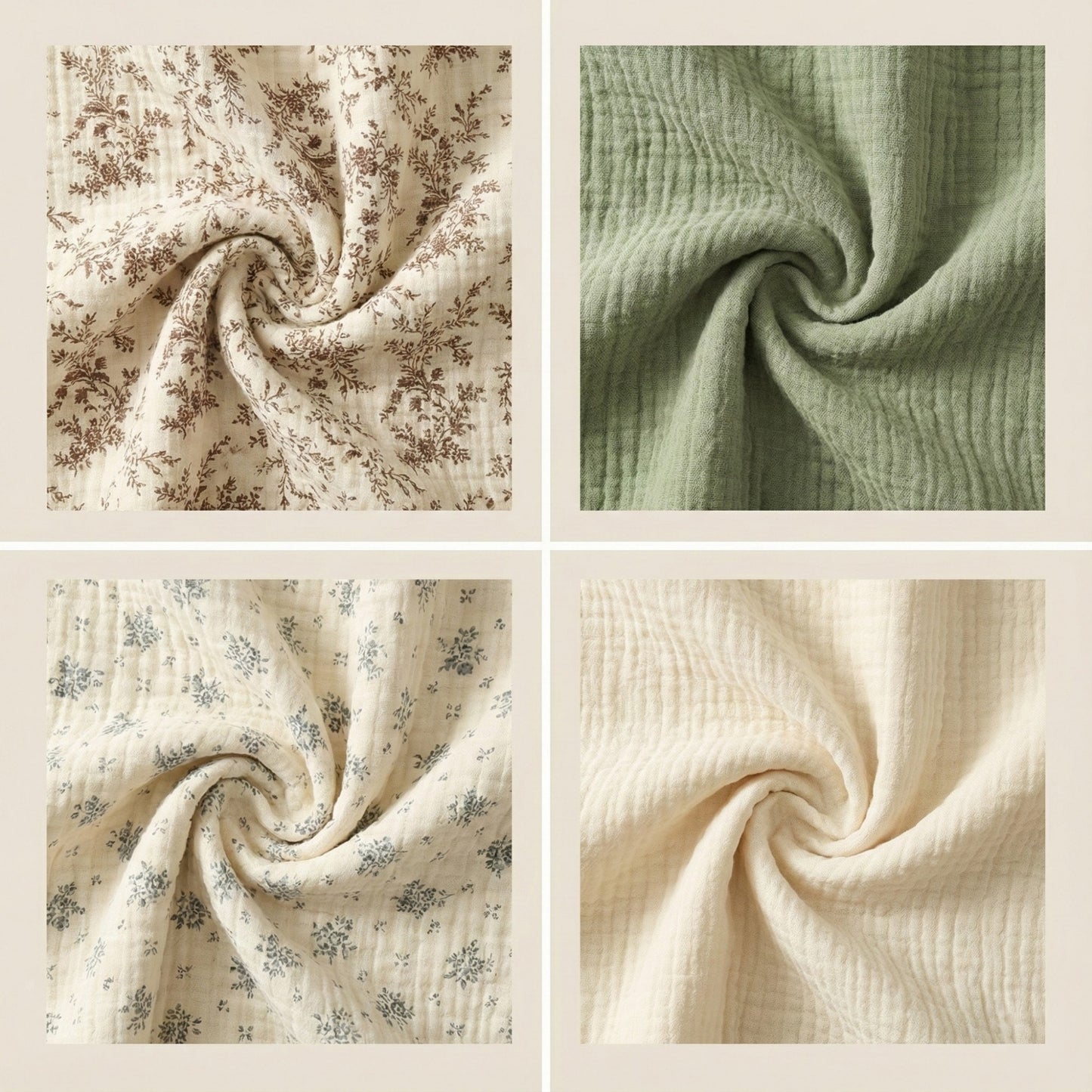 Soft Cotton Textured Kitchen Cleaning Cloths Hanging Dish Towels Floral and Solid Mix 4 Pack