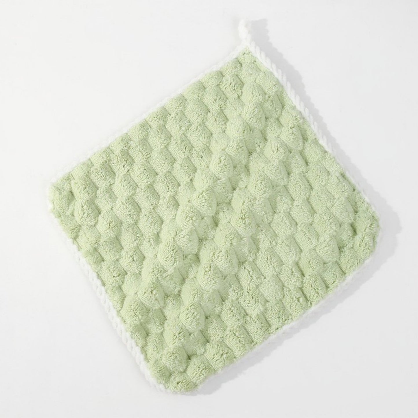 Soft Absorbent Hanging Hand Towels Textured Teardrop Shape Reusable Cleaning Cloth with Loop 6 Pack