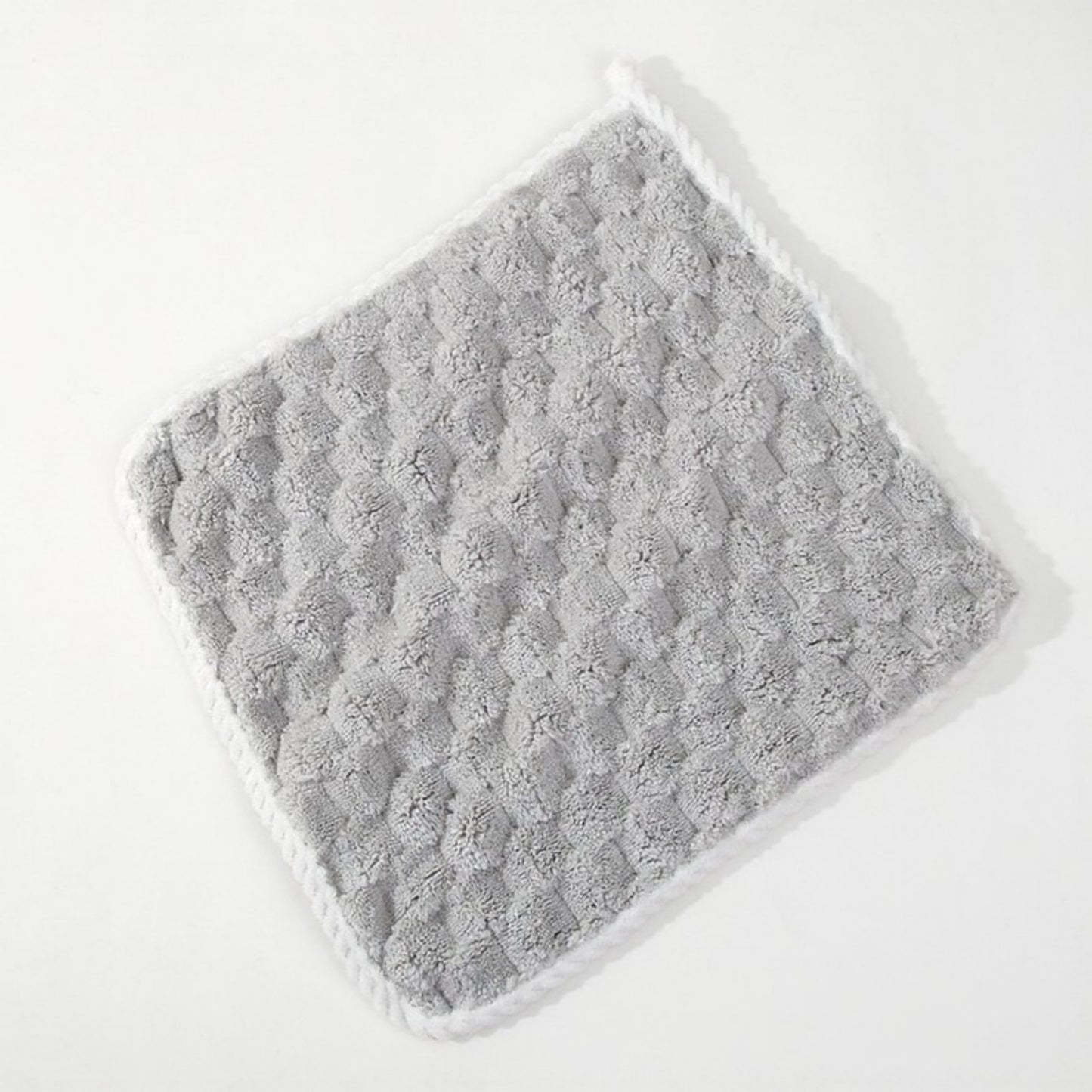 Soft Absorbent Hanging Hand Towels Textured Teardrop Shape Reusable Cleaning Cloth with Loop 6 Pack