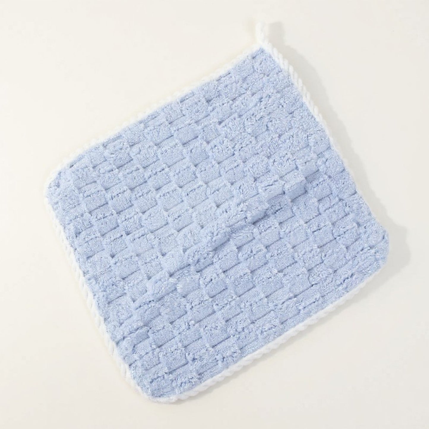 Soft Absorbent Hanging Hand Towels Textured Teardrop Shape Reusable Cleaning Cloth with Loop 6 Pack