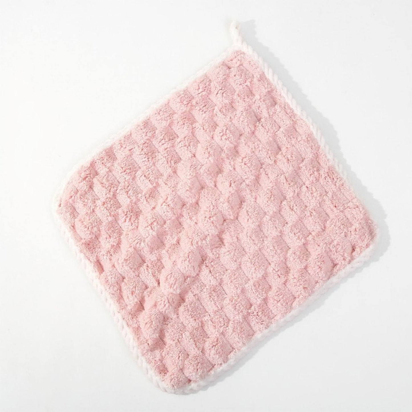 Soft Absorbent Hanging Hand Towels Textured Teardrop Shape Reusable Cleaning Cloth with Loop 6 Pack