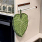 Soft Absorbent Hanging Hand Towels Leaf Shaped Reusable Cleaning Cloth with Loop 3 Pack