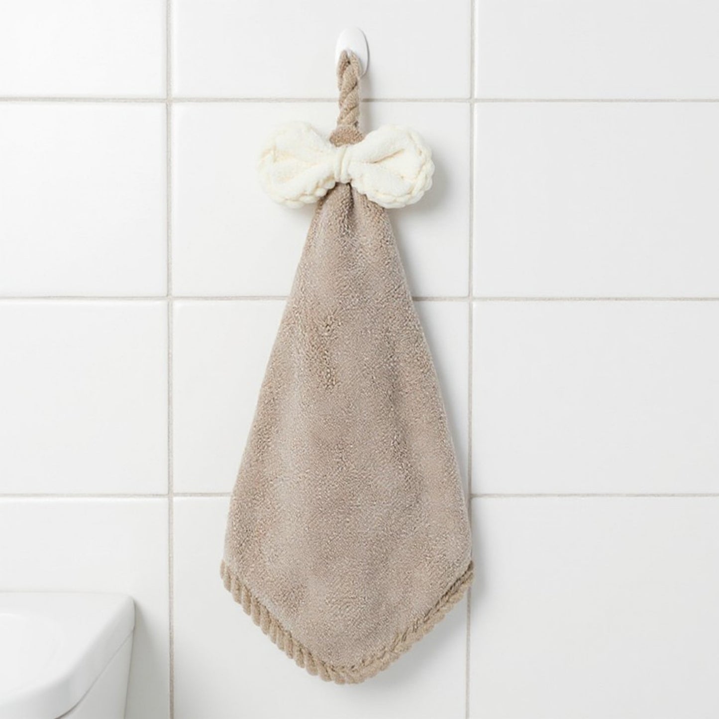 Soft Absorbent Hanging Hand Towels with Bow Detail Reusable Cleaning Cloth 2 Pack