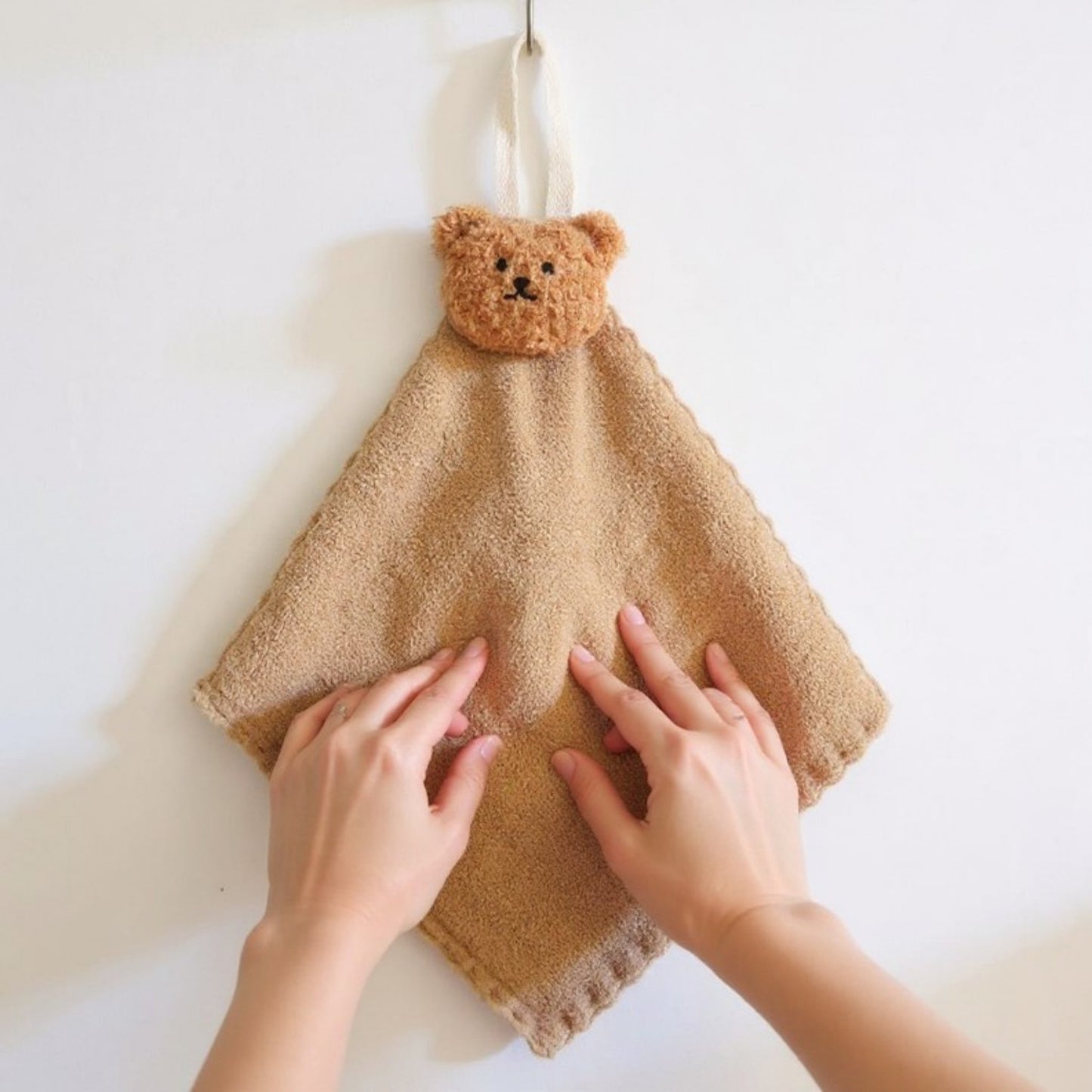 Soft Absorbent Hanging Washcloths with Bear Accent 3 Pack Reusable Cleaning Cloths