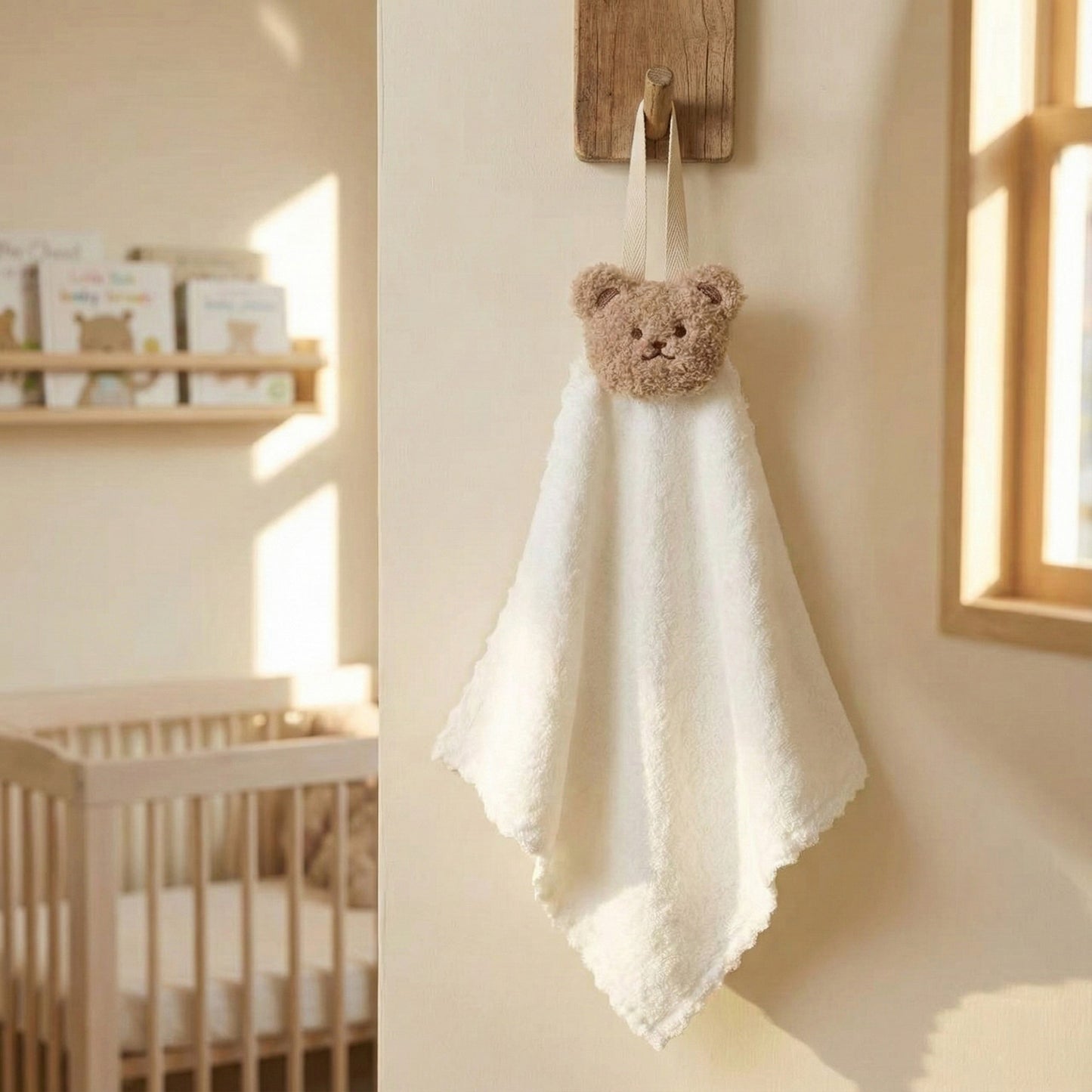 Soft Absorbent Hanging Washcloths with Bear Accent 3 Pack Reusable Cleaning Cloths