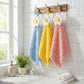 3-PC Flower Hanging Microfiber Cleaning Towels Set with Loop Soft Absorbent Scrubber Design for Kitchen and Bathroom Use