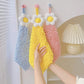 3-PC Flower Hanging Microfiber Cleaning Towels Set with Loop Soft Absorbent Scrubber Design for Kitchen and Bathroom Use