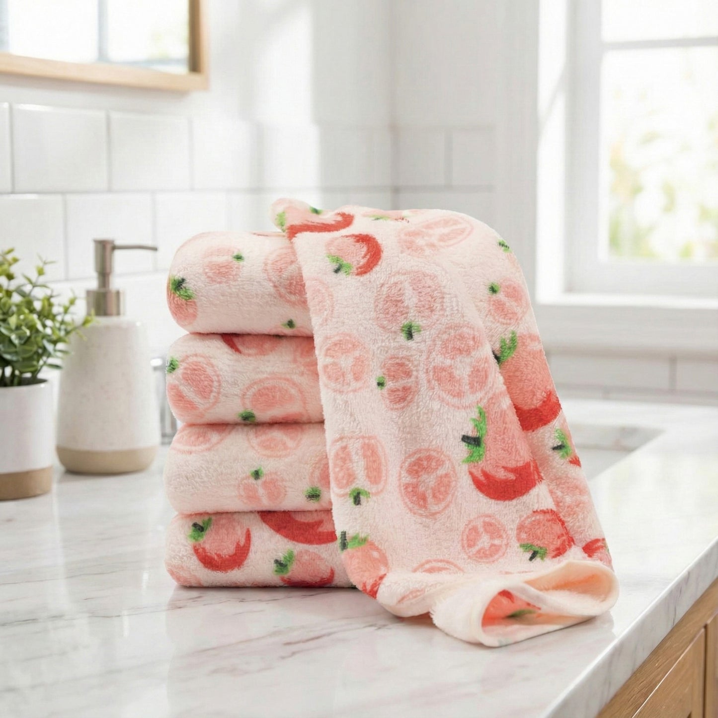 Fruit Pattern Kitchen Towels 3 Piece Set Soft Absorbent Lightweight Dish Towels for Everyday Cleaning