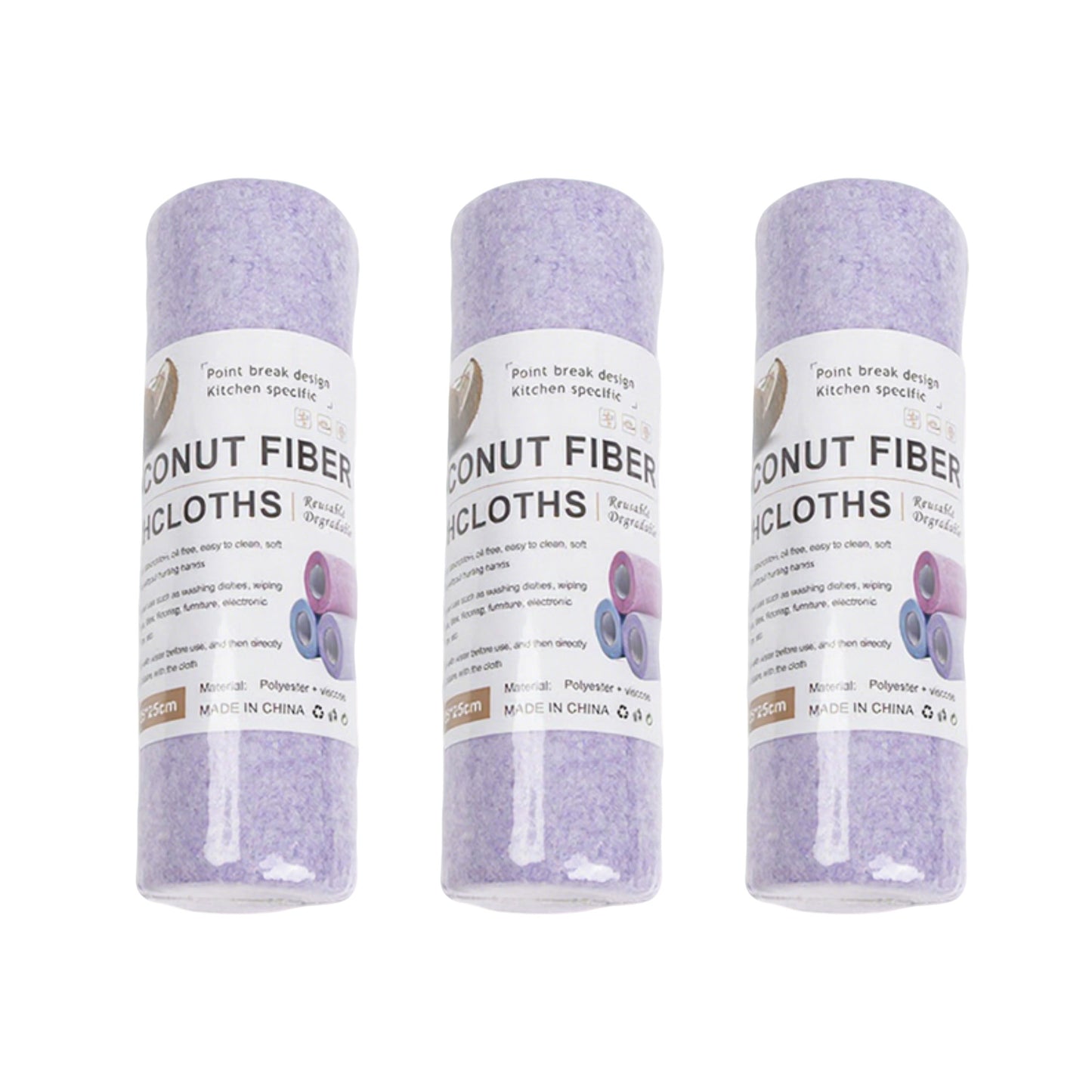 Coconut Fiber Cleaning Cloths 3 Piece Set Reusable Absorbent Kitchen Dish and Surface Cleaning Cloths