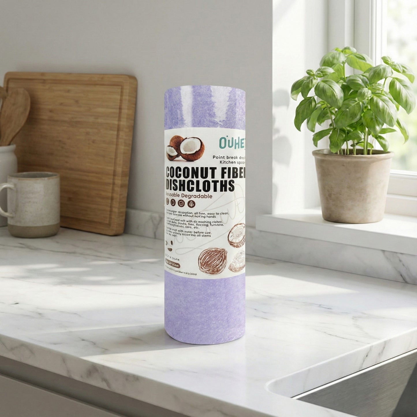 Coconut Fiber Cleaning Cloths 3 Piece Set Reusable Absorbent Kitchen Dish and Surface Cleaning Cloths