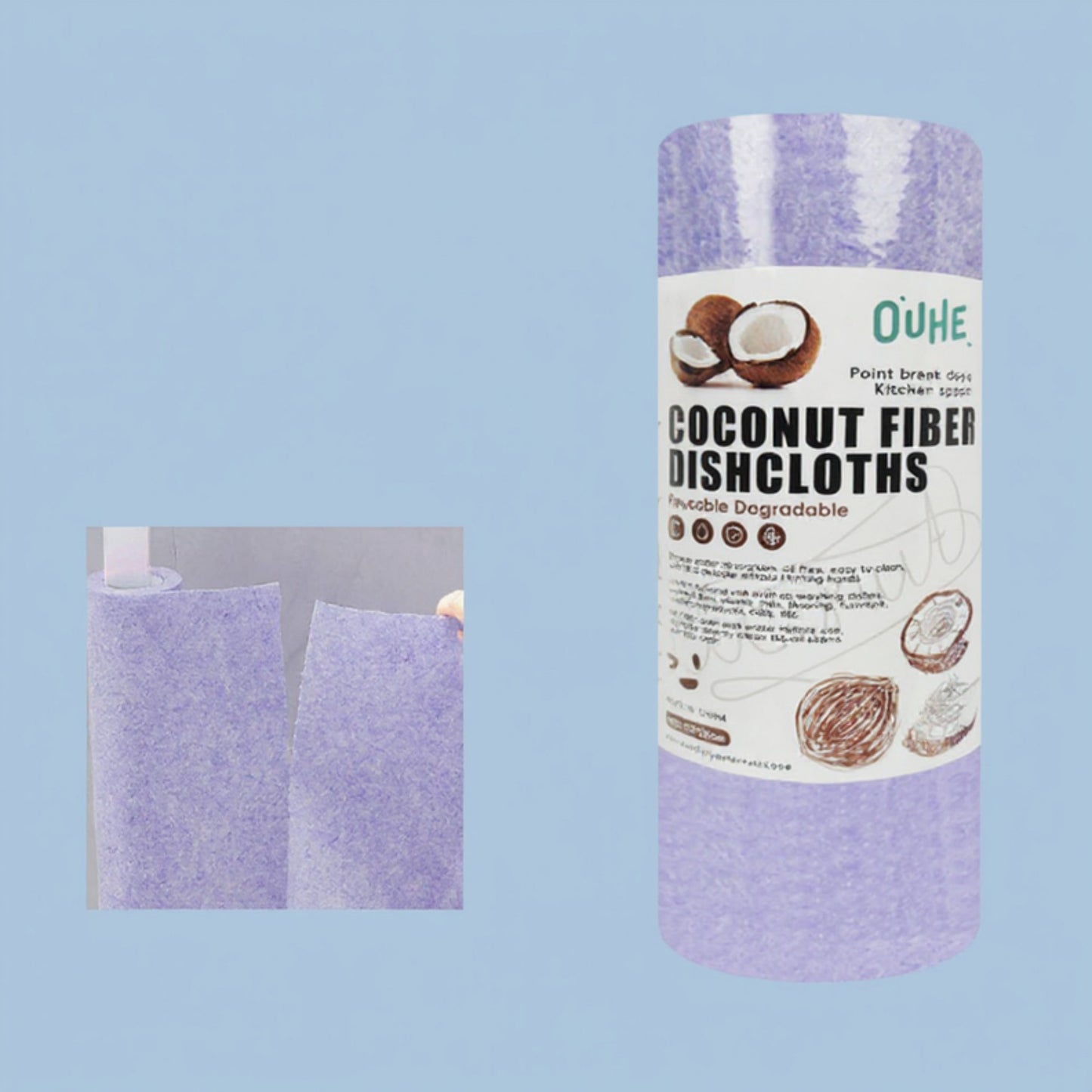 Coconut Fiber Cleaning Cloths 3 Piece Set Reusable Absorbent Kitchen Dish and Surface Cleaning Cloths
