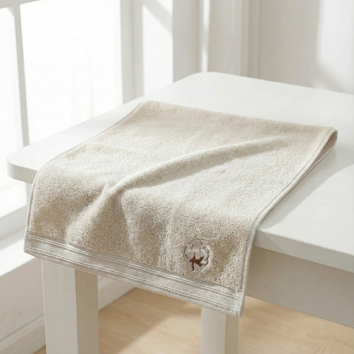 3 Pack Cotton Hand Towels Soft Absorbent Terry Towels with Embroidered Detail