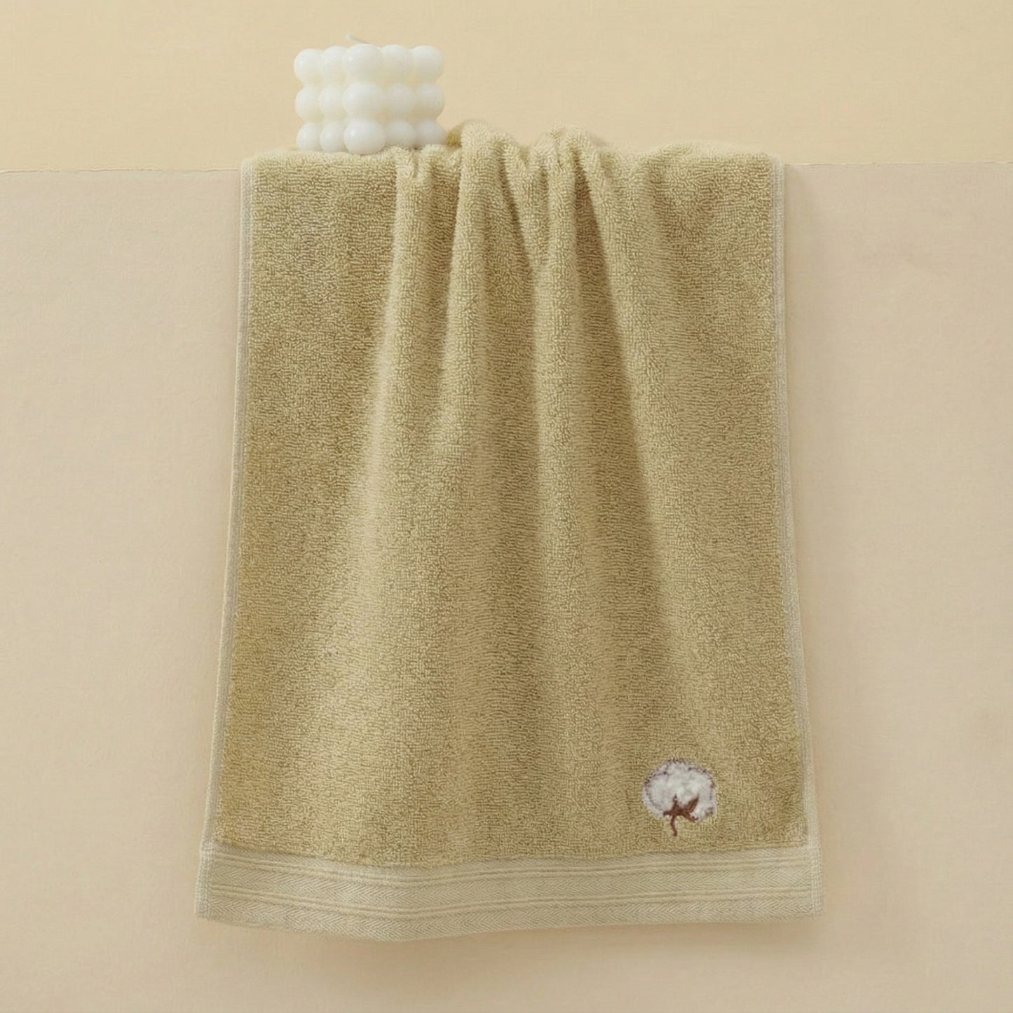 3 Pack Cotton Hand Towels Soft Absorbent Terry Towels with Embroidered Detail
