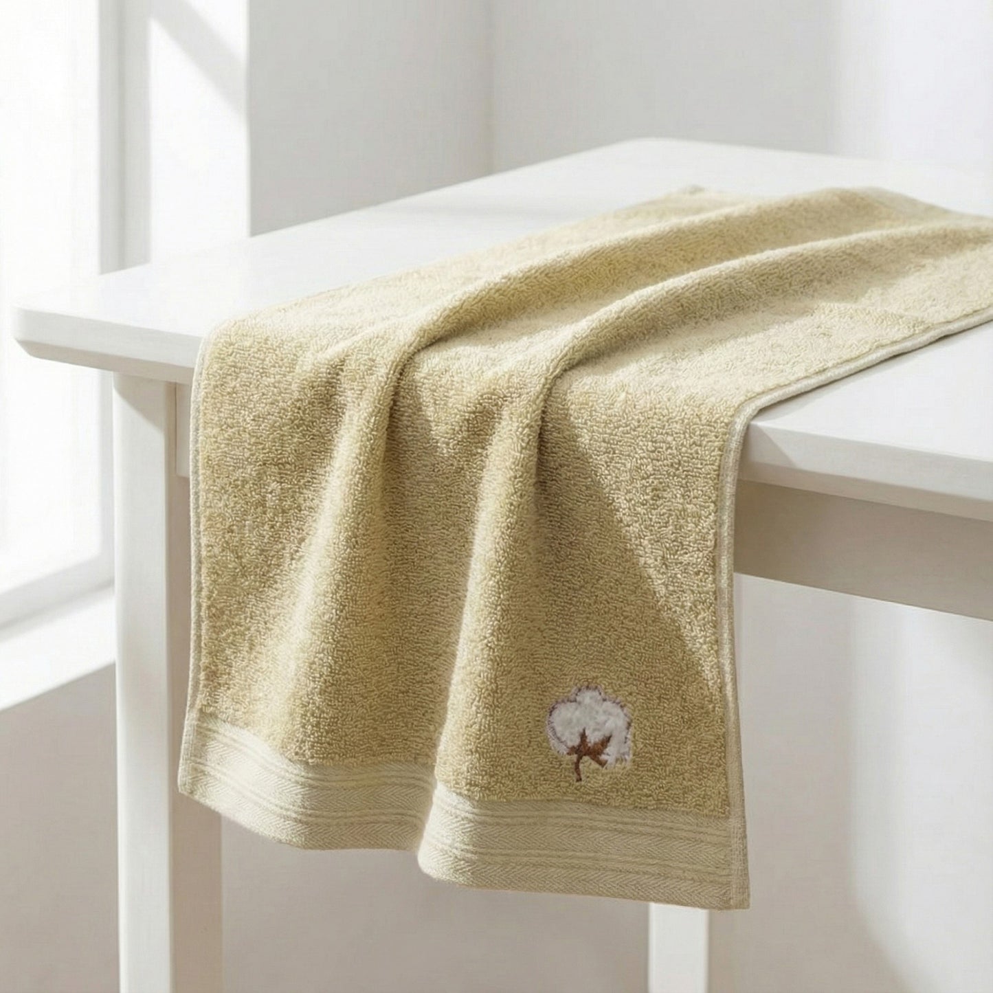 3 Pack Cotton Hand Towels Soft Absorbent Terry Towels with Embroidered Detail