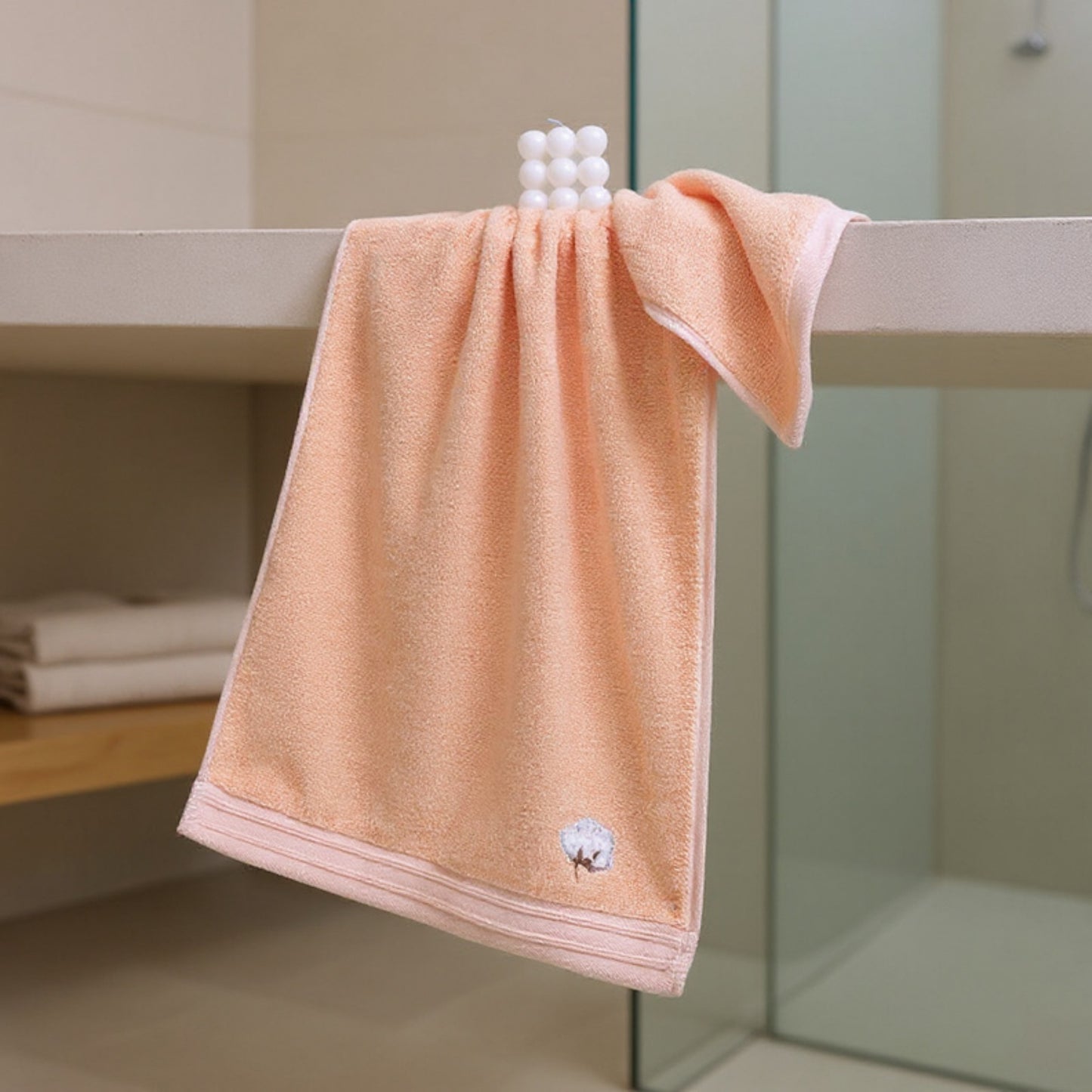 3 Pack Cotton Hand Towels Soft Absorbent Terry Towels with Embroidered Detail